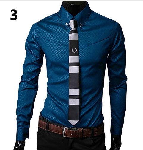Large size men's new dark plaid casual men's long-sleeved shirt