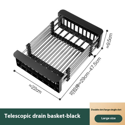 Kitchen Dish Rack Stainless Steel Retractable