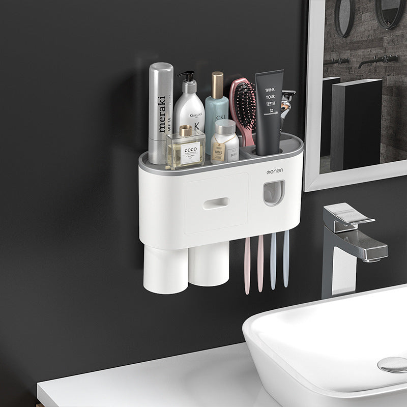Integrated Multifunctional Toothbrush Rack With Toothpaste Squeezing Device ShopWithASmile7.com