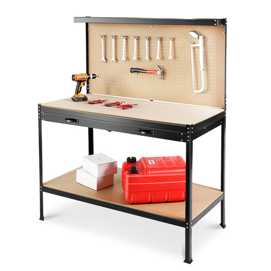 Tool Storage Workshop Table With Drawers And Pegboard