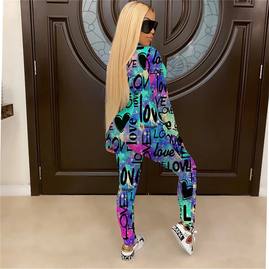 Fashion Sports Personality Printed Jumpsuit