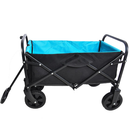 Folding Wagon Garden Shopping Beach Cart   Black Blue