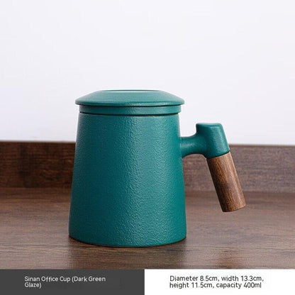 Creative Gradient Color Ceramic Mug With Tea Caddy Office ShopWithASmile7.com