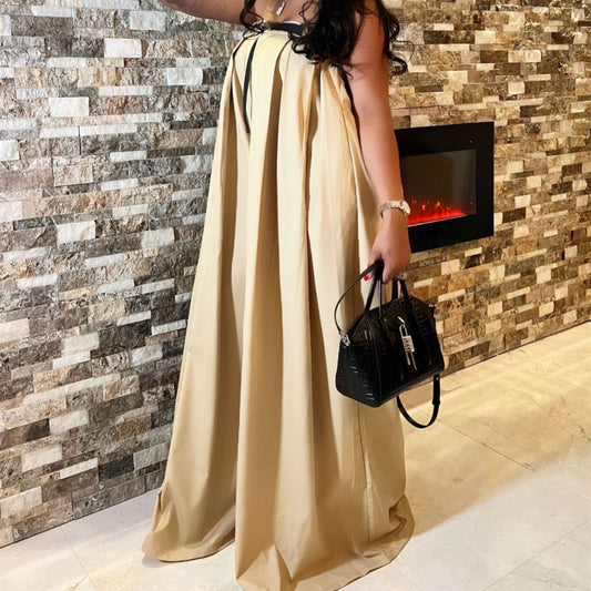Women's Fashion One-shoulder Multi-way Wide-leg Jumpsuit With Belt ShopWithASmile7.com