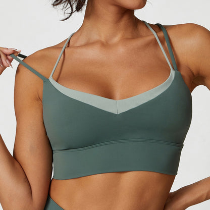 Color Matching Cross Beauty Back Exercise Underwear High Waist Yoga Trousers