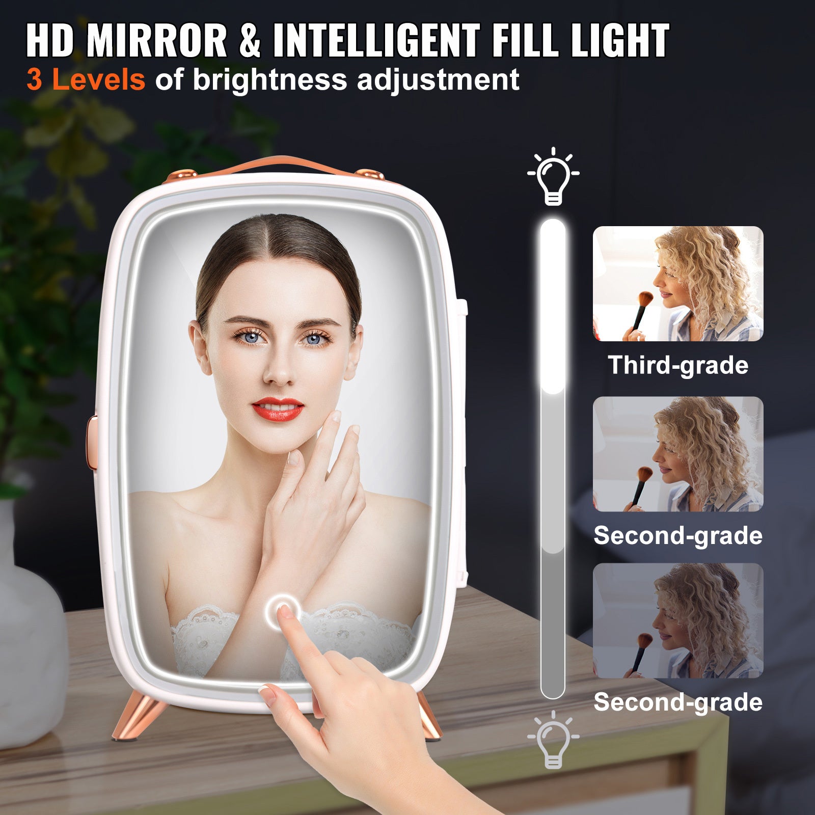Vevor Mini Fridge For Bedroom, 6L Luxury Skin Care Fridges With Mirror And LED Light, AC DC Cosmetic Fridge For Office Dorm Car, Small Makeup Refrigerator For Beauty Face Mask Beverage Chill, White ShopWithASmile7.com
