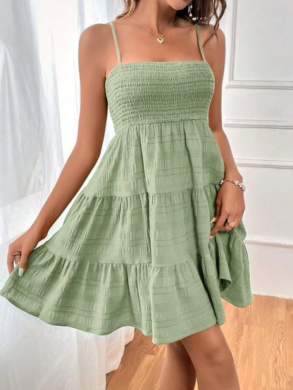 Strap Solid Color Texture Dress ShopWithASmile7.com