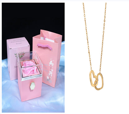 Rotating Soap Flower Rose Gift Box Creative Rotating Rose Jewelry Packaging Box Valentine's Day Gift For Women ShopWithASmile7.com