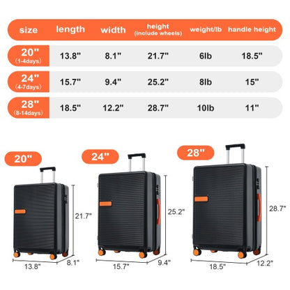 Contrast Color 3 Piece Luggage Set Hardside Spinner Suitcase With TSA Lock 20  24  28 Available