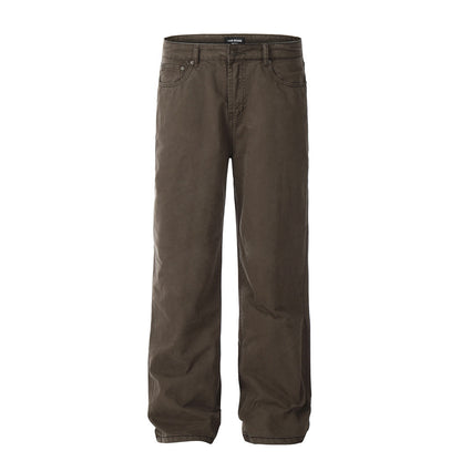 Washed Denim Straight-leg Trousers Men