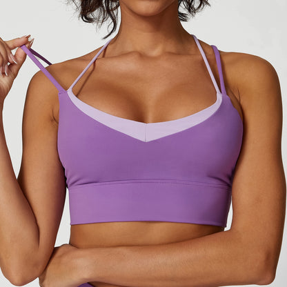 Color Matching Cross Beauty Back Exercise Underwear High Waist Yoga Trousers