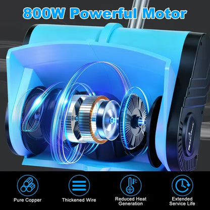 800W 21V 11In Cordless Snow Shovel Foldable Battery Powered Snow Thrower With Rechargeable Battery Gloves Goggles For Patio Driveway