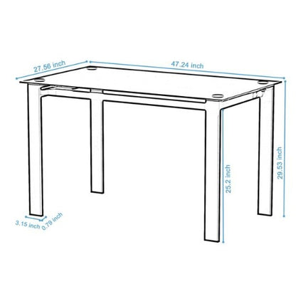 Modern Tempered Glass Black Dining Table