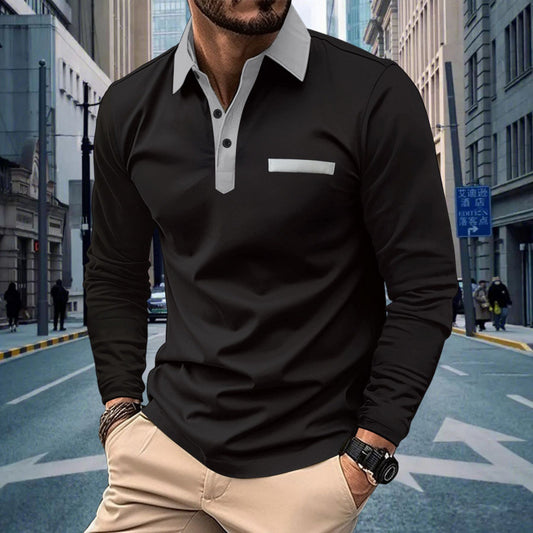 Men's Solid Color Long Sleeve Button-Up Shirt with Pocket ShopWithASmile.com