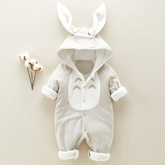 The new cotton padded cotton baby romper thickened chinchilla hooded cotton baby Onesies newborn go climbing clothes ShopWithASmile7.com