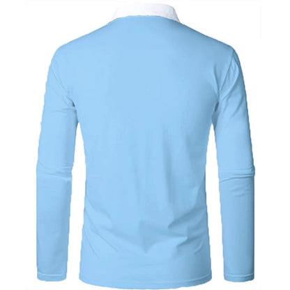 Color-blocking Fashion With Men's Lapel Long Sleeves