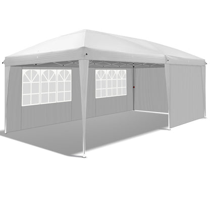 Waterproof Folding Camping and Picnic Tent, 10x20 ft Outdoor Canopy with 4 Sides, 2 Windows, Adjustable Height, Oxford Fabric, and Sturdy Steel Frame for Events and Parties