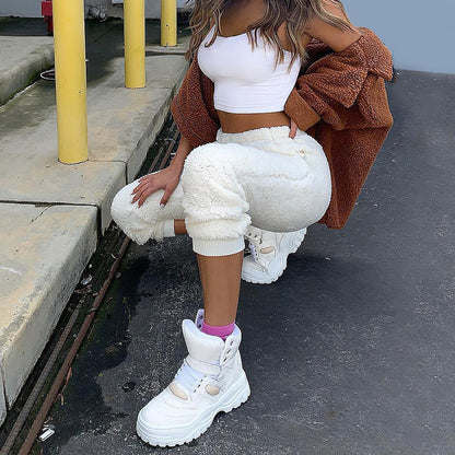 Fallwinter New Style Casual Pants Women's Solid Color Slim Fit