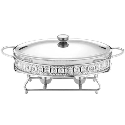 Hotel Restaurant Food Heating Container Iron Bracket Glass Plate