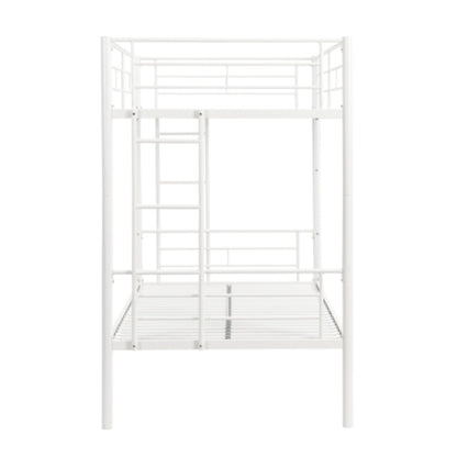 Twin Over Twin Metal Bunk Bed,Metal Structure Bedframe With Safety Guardrails And 2 Ladders,Convertible Bunkbeds,No Spring Box Required And Space Saving Design,White ShopWithASmile7.com