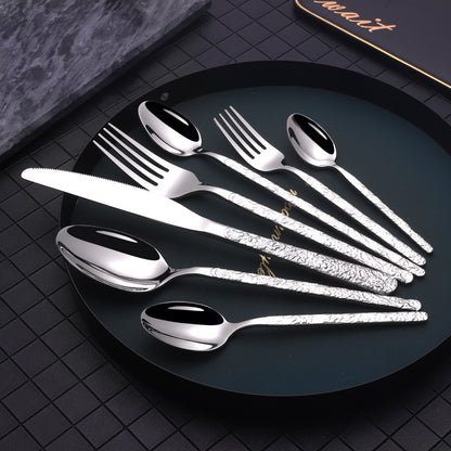 Embossed Textured Handle Steak Cutlery Western Cutlery ShopWithASmile7.com