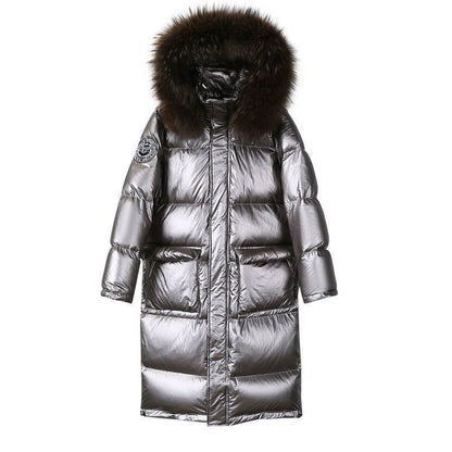 Korean Style Western Style Mid-length Fur Collar Overknee Thickened Coat