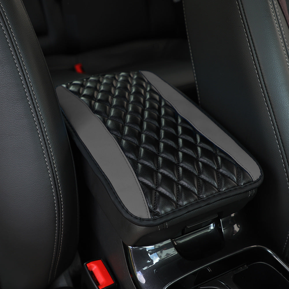 Car Armrest Box Cushion PU Leather Embroidered Non-slip Mat