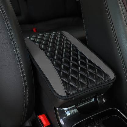 Car Armrest Box Cushion PU Leather Embroidered Non-slip Mat