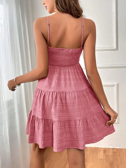 Strap Solid Color Texture Dress ShopWithASmile7.com