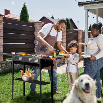 Adjustable, Foldable & Portable Outdoor Charcoal Grill with 2-in-1 Pan & Grate – Ideal for Backyard Barbecue, Camping & Travel