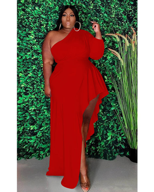 Women's Casual Slanted Shoulder Long Dress