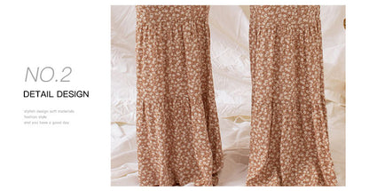 European And American Spring And Summer Sleeveless Long Waist Wrapped Chest Floral Horn Jumpsuit