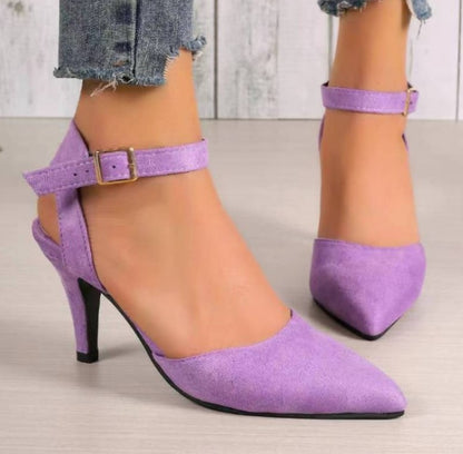 Pointed-toe Square Buckle Shoes High Heels Fashion ShopWithASmile7.com
