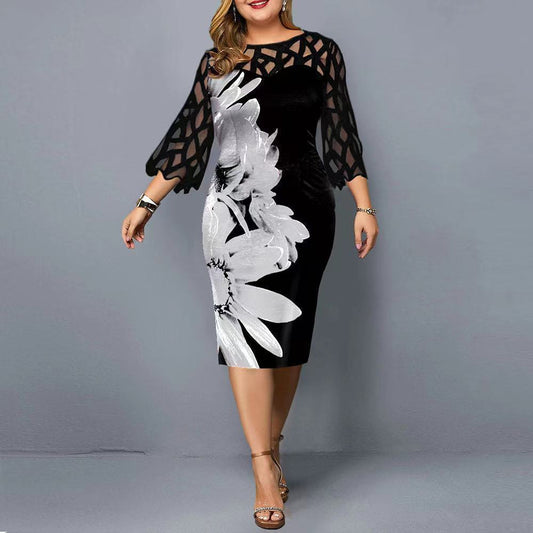 Lace Stitching Plus Size Women Dress ShopWithASmile.com