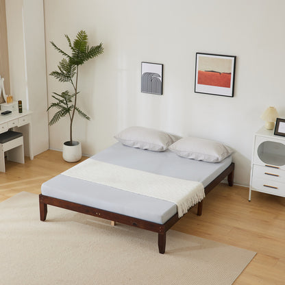 Basic Bed Frame, Coffee Colored Wooden Bed