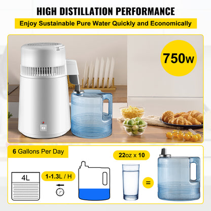 Newest 4L Dental  Medical Pure Water Distiller All Stainless Steel Internal ShopWithASmile7.com