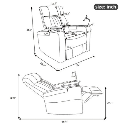 Premium Power Recliner With Storage Arms, Cupholders, Swivel Tray Table And Cell Phone Stand,Black