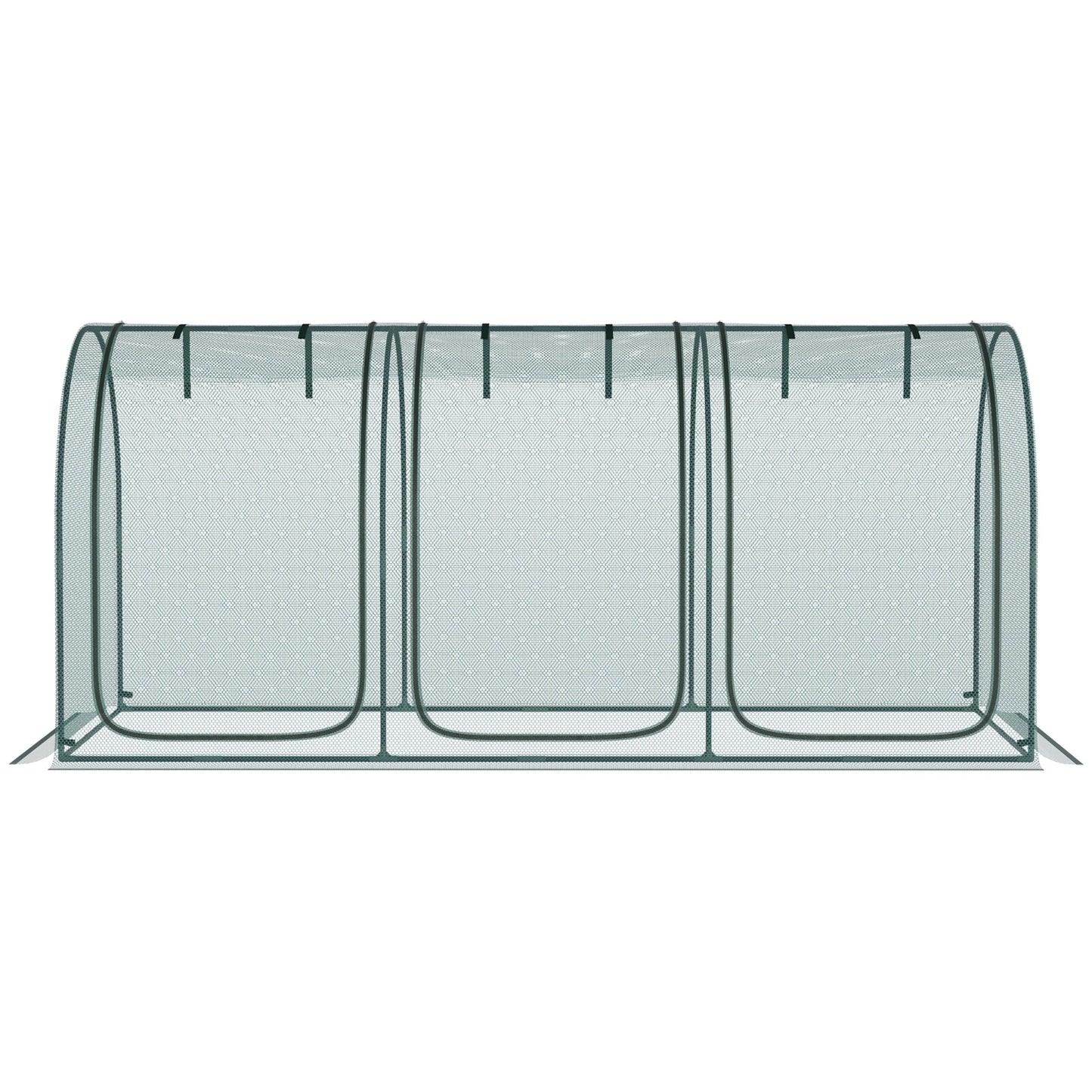 Outsunny 9' X 4' Crop Cage, Plant Protection Tent With Three Zippered Doors, Storage Bag And 6 Groun
