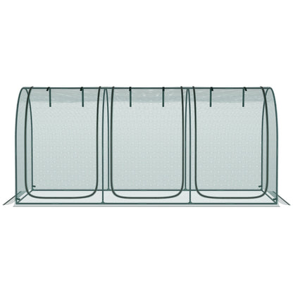Outsunny 9' X 4' Crop Cage, Plant Protection Tent With Three Zippered Doors, Storage Bag And 6 Groun