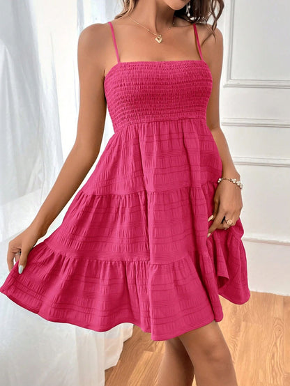 Strap Solid Color Texture Dress ShopWithASmile7.com