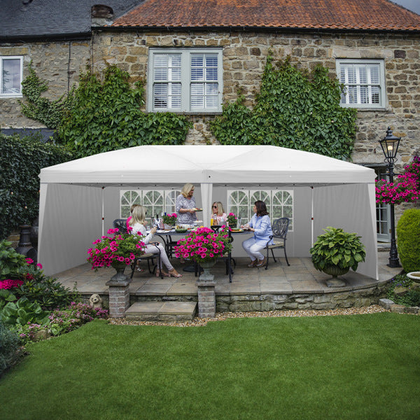 Waterproof Folding Camping and Picnic Tent, 10x20 ft Outdoor Canopy with 4 Sides, 2 Windows, Adjustable Height, Oxford Fabric, and Sturdy Steel Frame for Events and Parties