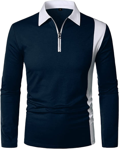 Color-blocking Fashion With Men's Lapel Long Sleeves
