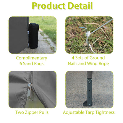 10'x20' EZ Pop Up Canopy Outdoor Portable Party Folding Tent With 6 Removable Sidewalls   Carry Bag