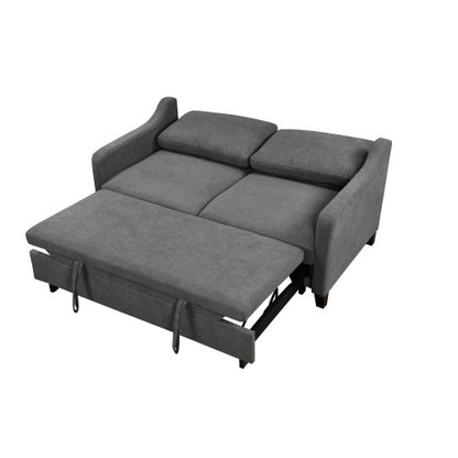 69 Inches 3-in-1 Convertible Queen Sofa Bed, Modern Fabric Love Seat Futon Sofa Sofa With Pull-out Bed, Love Seat Lounge Sofa With Reclining Back, Living Room Furniture, Dark Grey