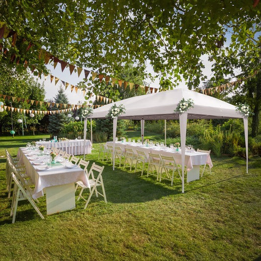 Waterproof Folding Camping and Picnic Tent, 10x20 ft Outdoor Canopy with 4 Sides, 2 Windows, Adjustable Height, Oxford Fabric, and Sturdy Steel Frame for Events and Parties