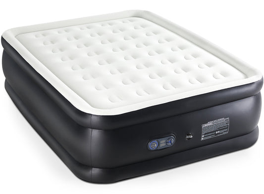 18-Inch Inflatable Mattress Air Bed with Built-In Pump – Twin & Queen Sizes, Comfortable Flocking Top, Portable & Durable for Camping, Travel, or Home Use
