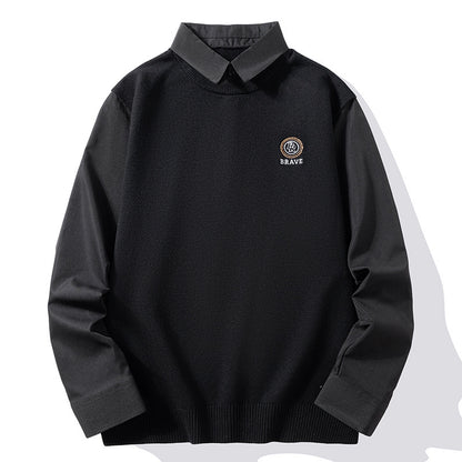 Men's Fashion Casual Shirt Collar Bottoming Sweater