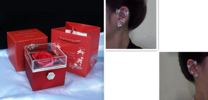 Rotating Soap Flower Rose Gift Box Creative Rotating Rose Jewelry Packaging Box Valentine's Day Gift For Women ShopWithASmile7.com