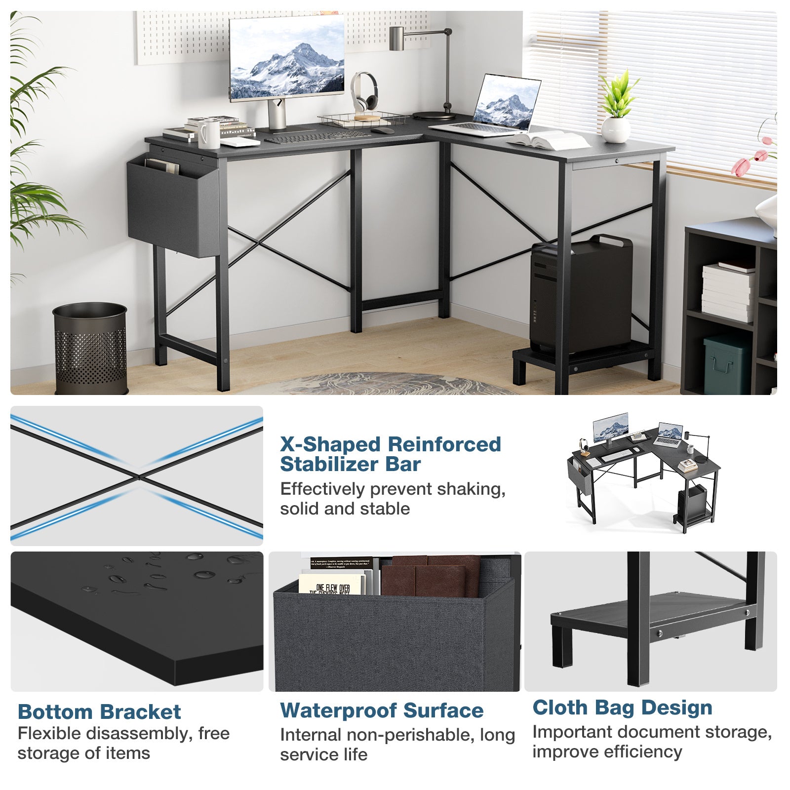 L-shaped Computer Desk ShopWithASmile7.com