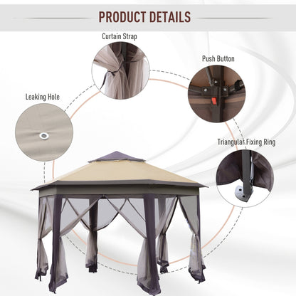 13' x 13' Pop-Up Hexagonal Gazebo with Mesh Netting – Portable Event Canopy with UV-Resistant Roof